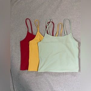 American Eagle cropped spaghetti strap tank top, set of 3